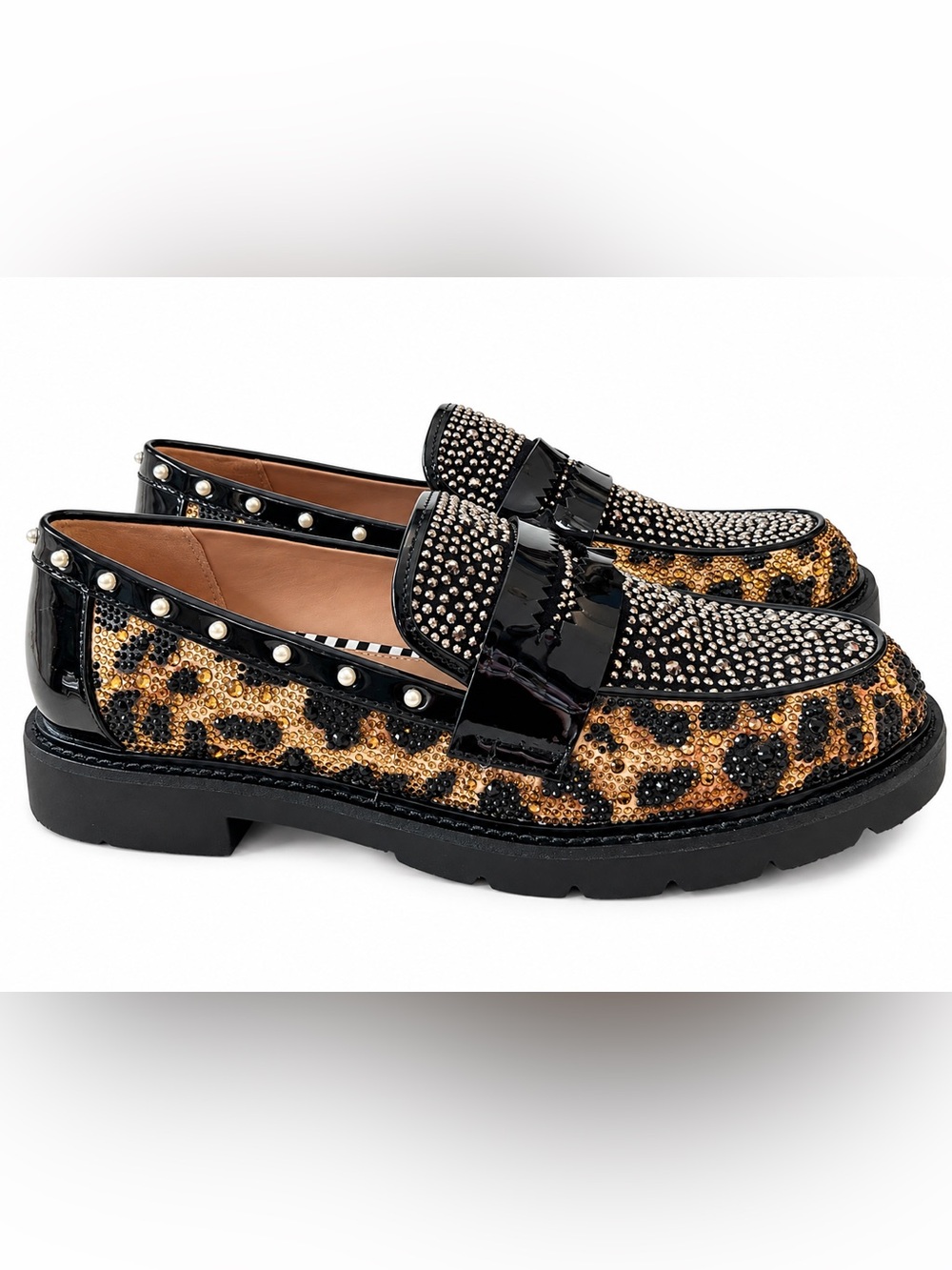 Betsey Johnson Black & Leopard Loafers; Lydiaa Loafers; Women’s Size 10; Stylish